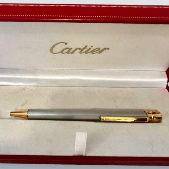 🎉SOLD🎉 Cartier de Santos Ballpoint Pen Palladium Finish Luxury Pen - Picture 2 of 12